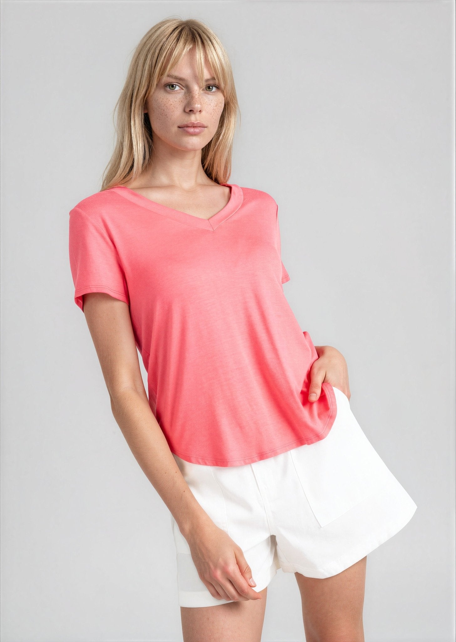 PAIGE women's classic fitted vneck tee - Yana K Collective