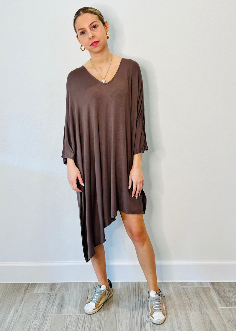 PONCHO ASYM MINI DRESS vneck - Yana K