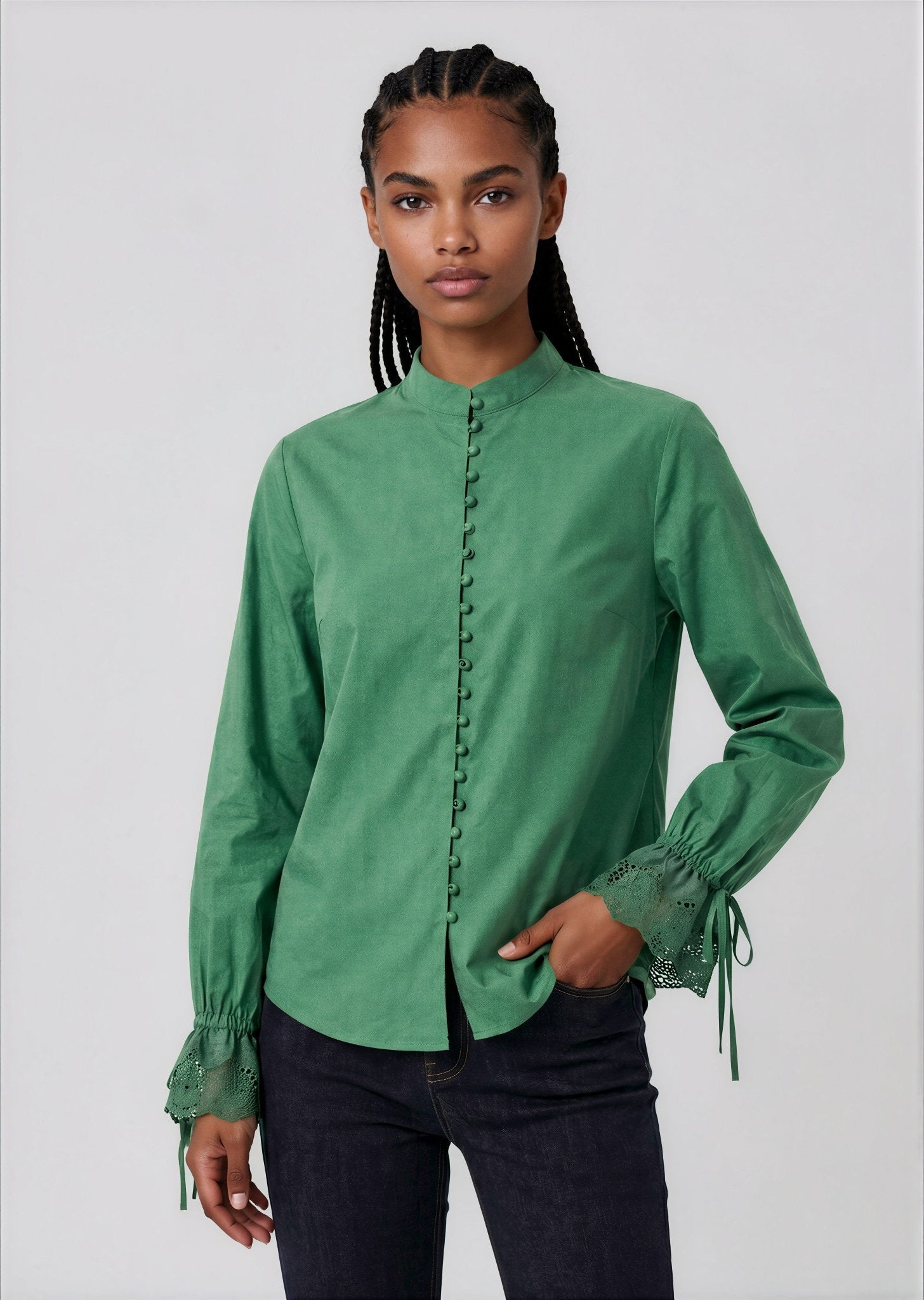 STANLEY women's button down eyelet cuff shirt - YANA K