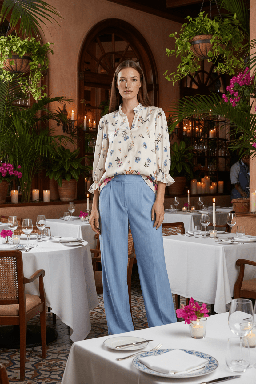 VIGNETTE women’s floral ruffle neck and sleeve top - Yana K Collective
