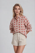 ZAURI women's collar ruffle sleeve front tie blouse - Yana K Collective