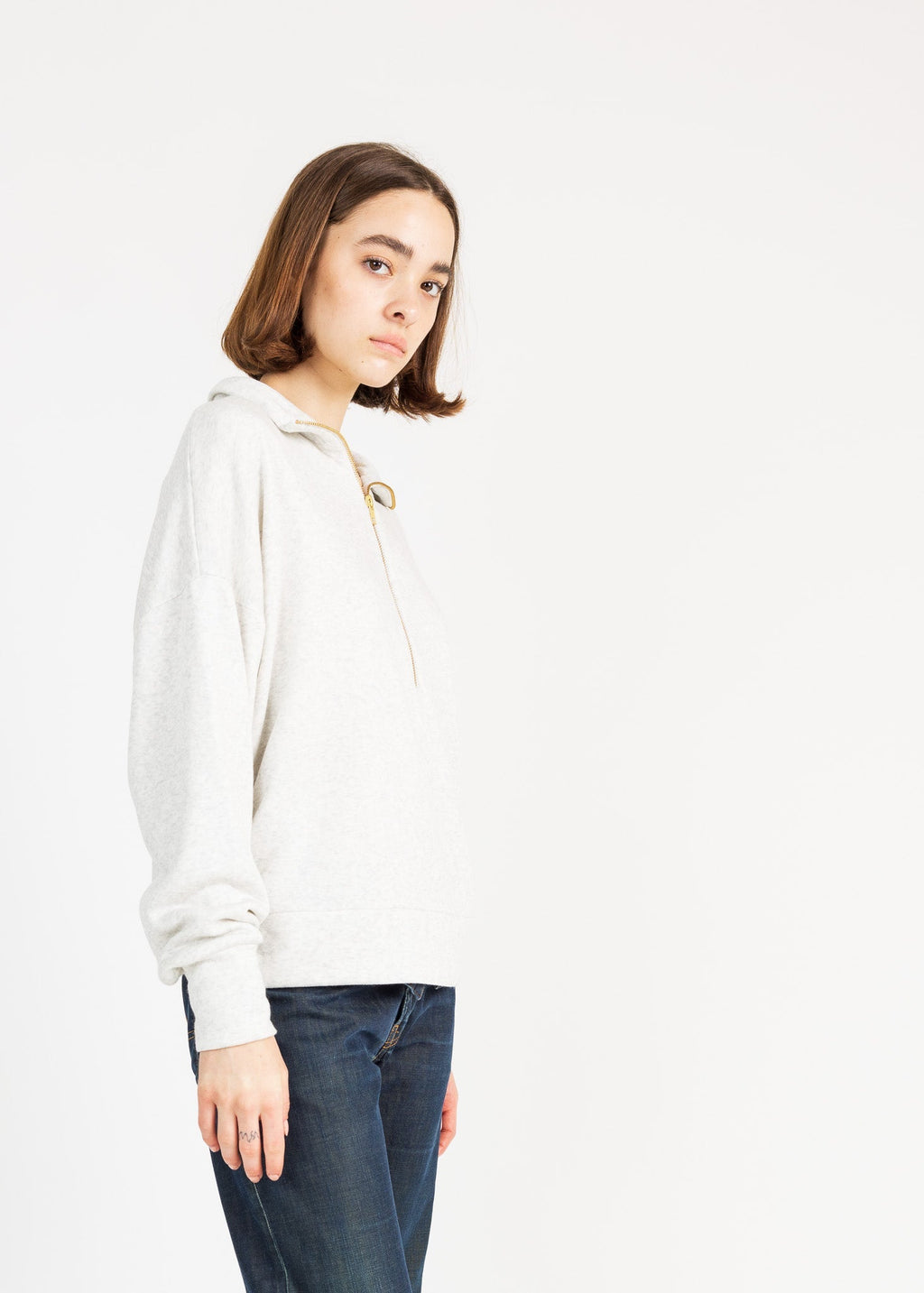 LAUREN women's zip-up sailer collar fleece sweater - YANA K