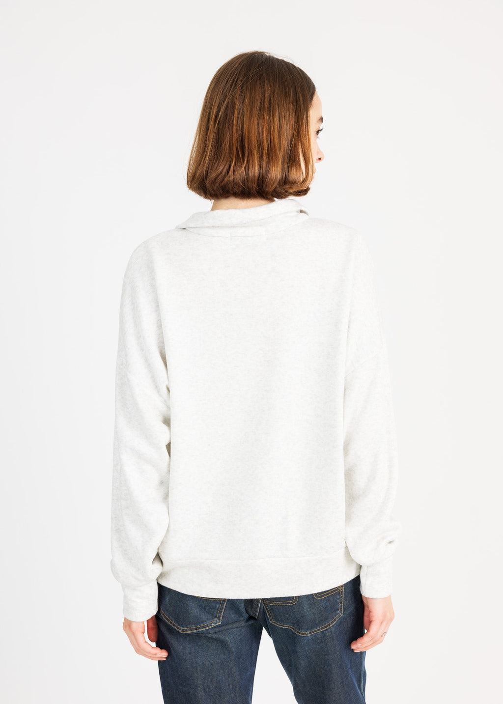 LAUREN women's zip-up sailer collar fleece sweater - YANA K