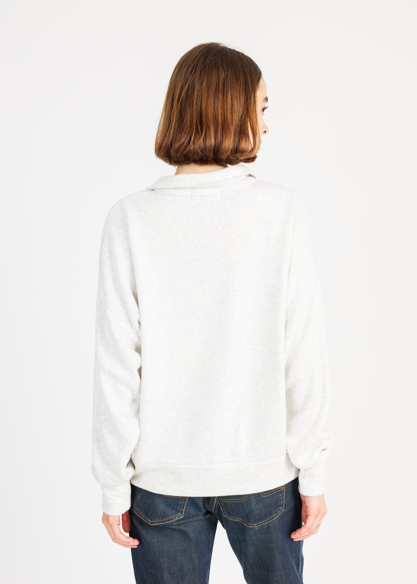 LAUREN women's zip-up sailer collar fleece sweater - YANA K