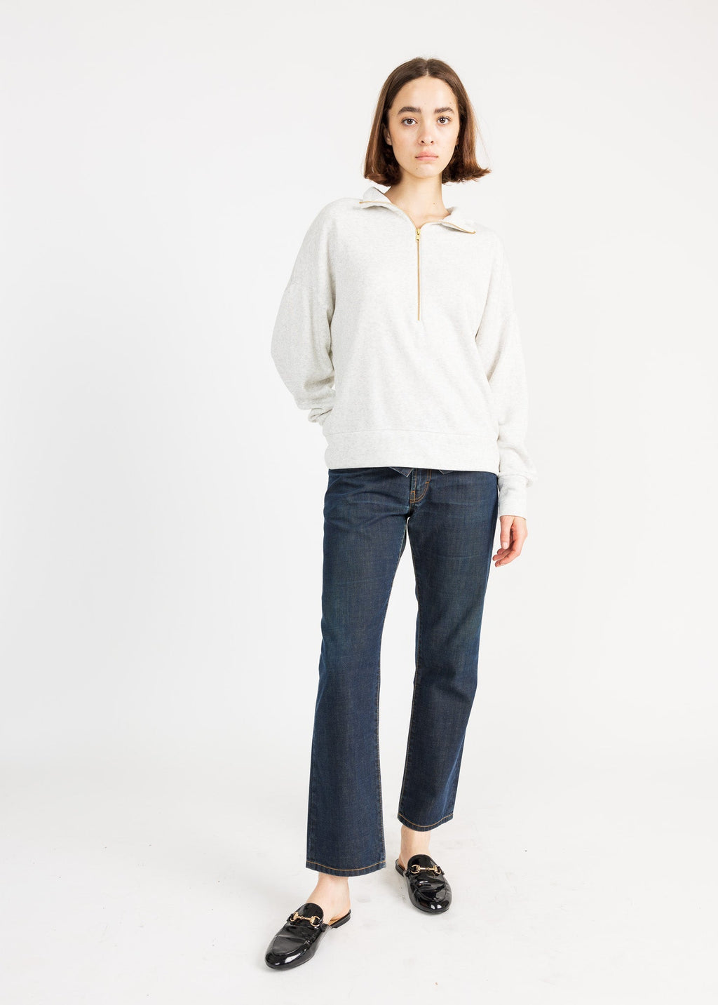 LAUREN women's zip-up sailer collar fleece sweater - YANA K