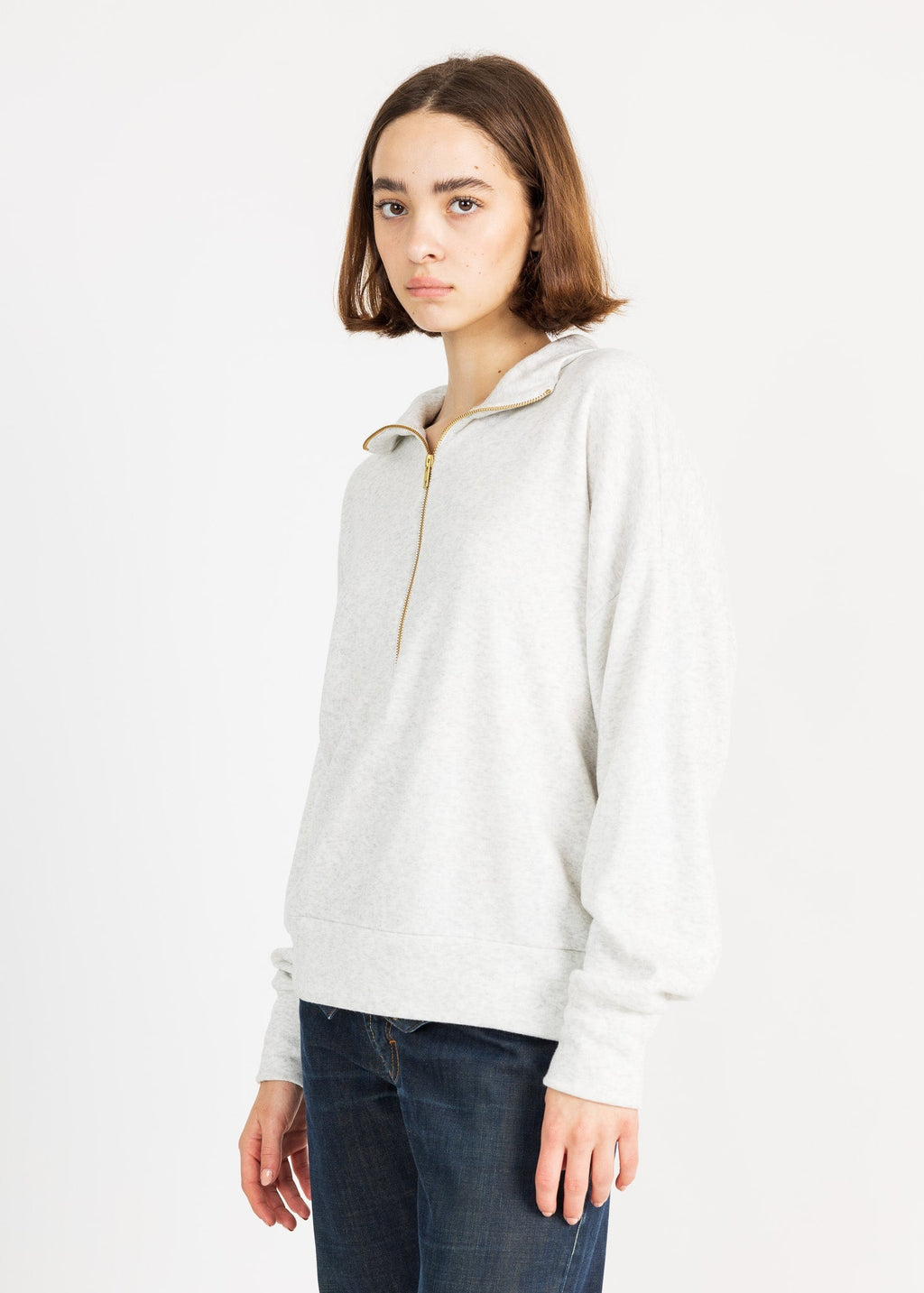 LAUREN women's zip-up sailer collar fleece sweater - YANA K