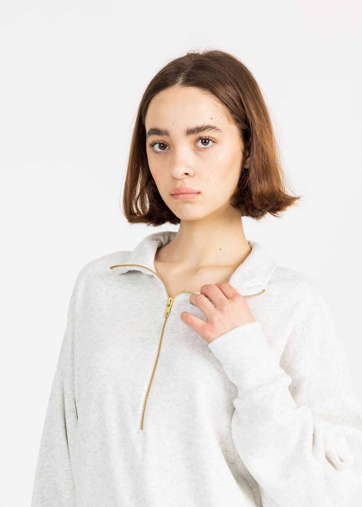 LAUREN women's zip-up sailer collar fleece sweater - YANA K
