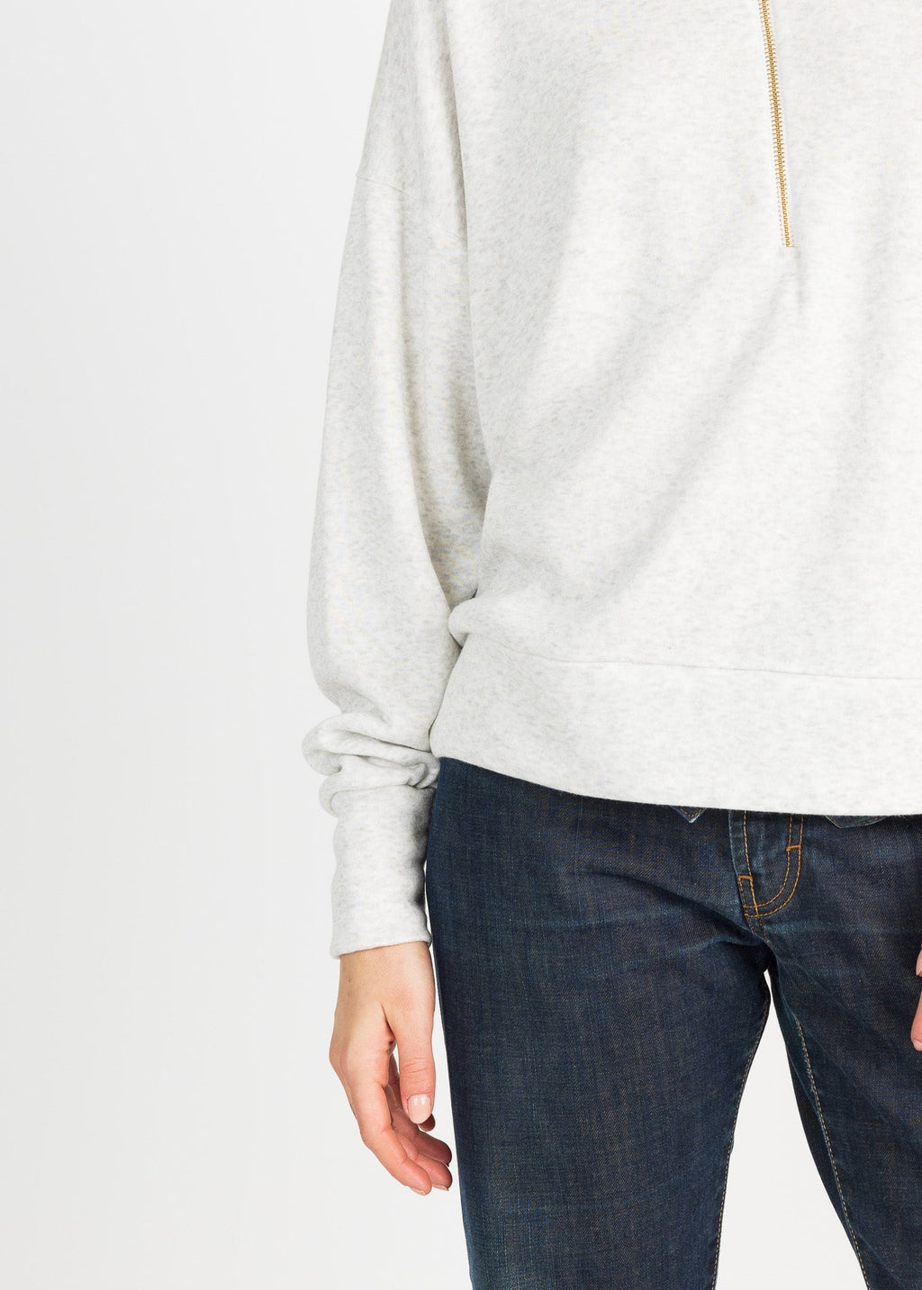 LAUREN women's zip-up sailer collar fleece sweater - YANA K