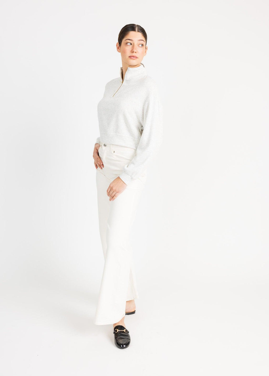 MEL women's mid zip up fleece sweater - YANA K