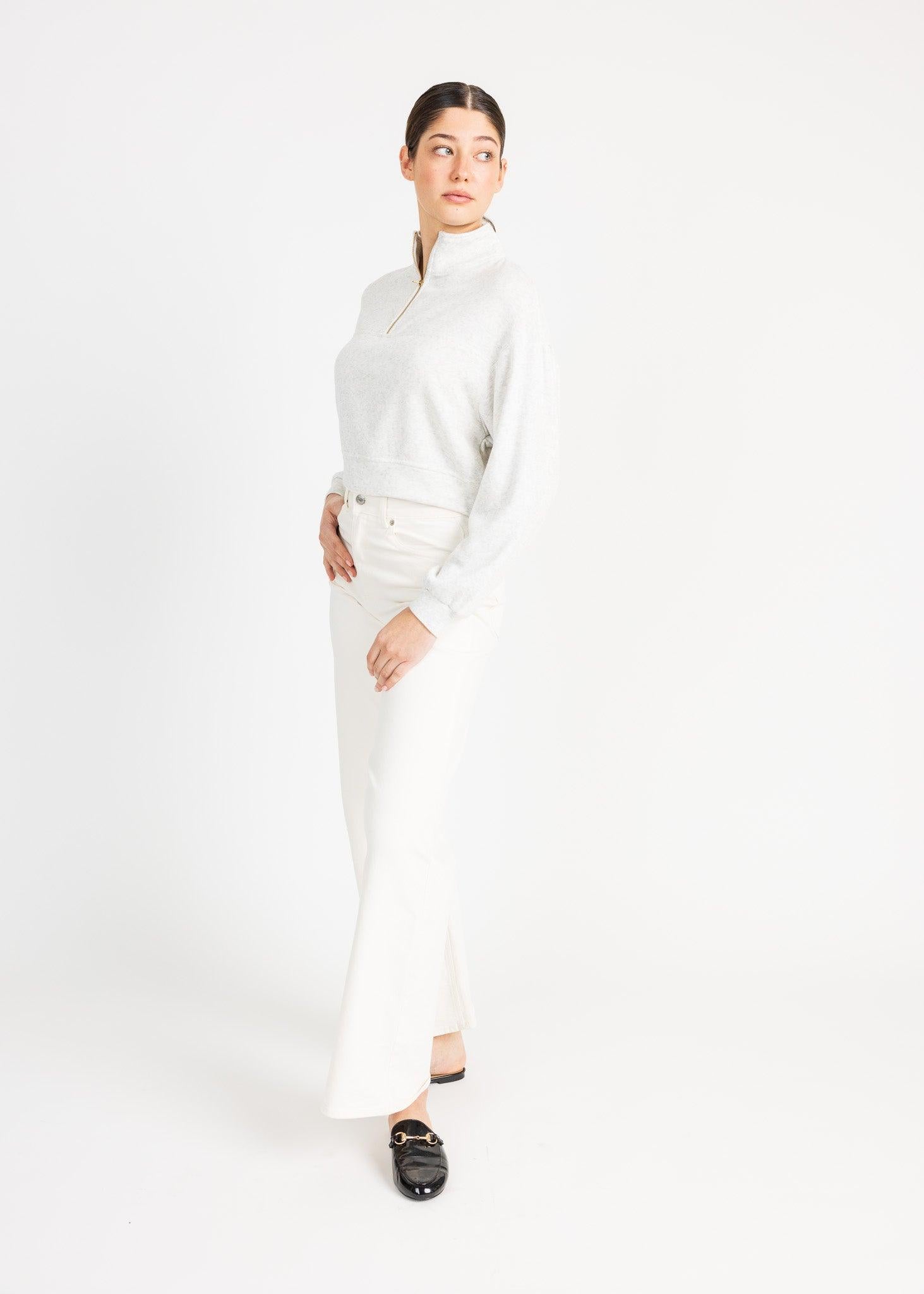 MEL women's mid zip up fleece sweater - YANA K
