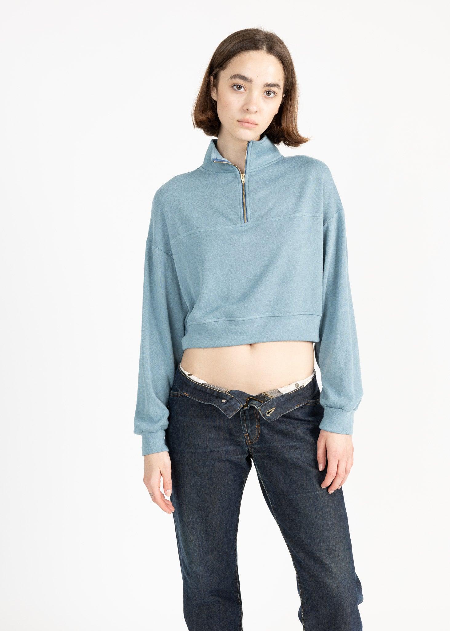 MEL women's mid zip up fleece sweater - YANA K