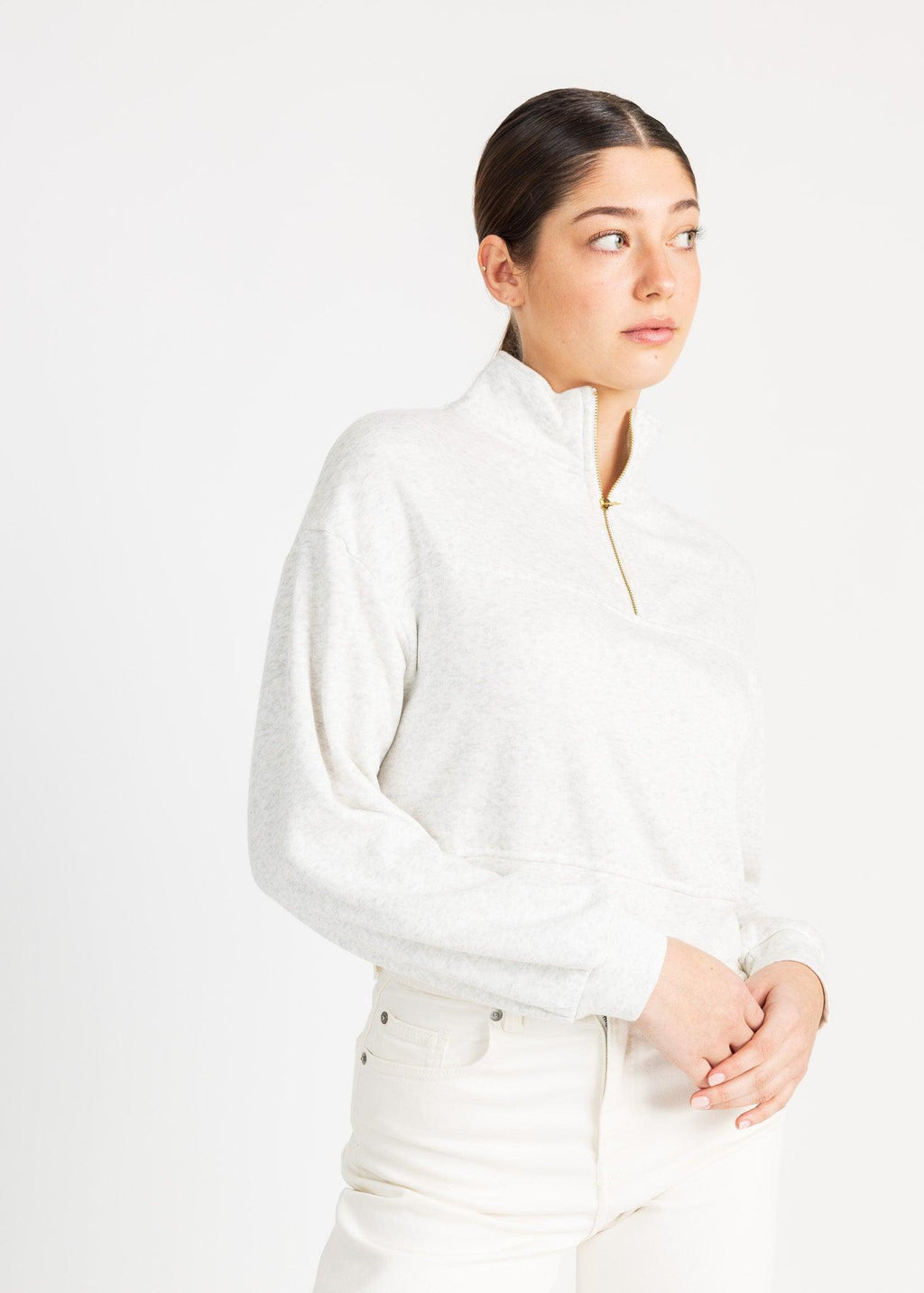 MEL women's mid zip up fleece sweater - YANA K