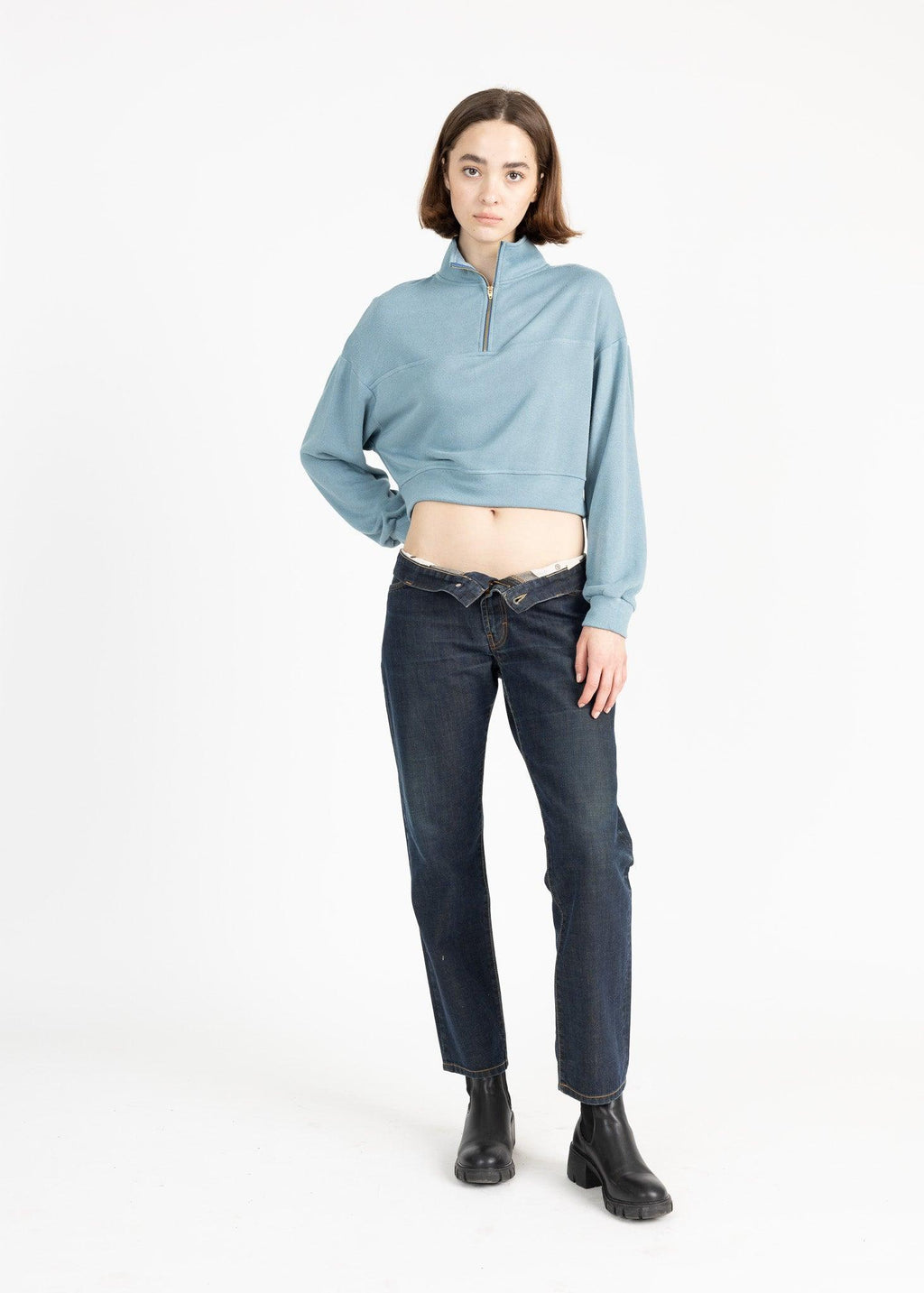 MEL women's mid zip up fleece sweater - YANA K