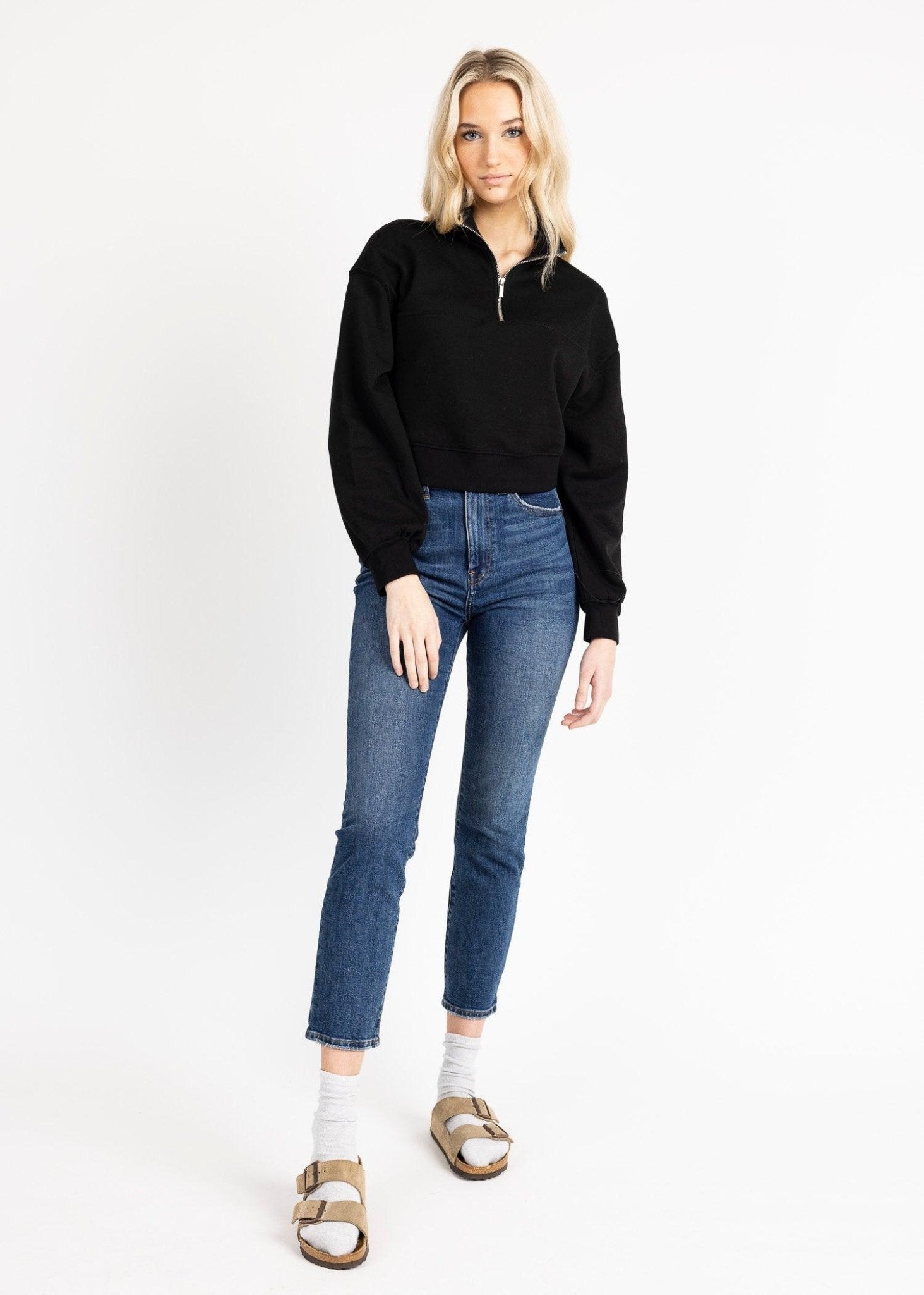 MEL women's mid zip up fleece sweater - YANA K