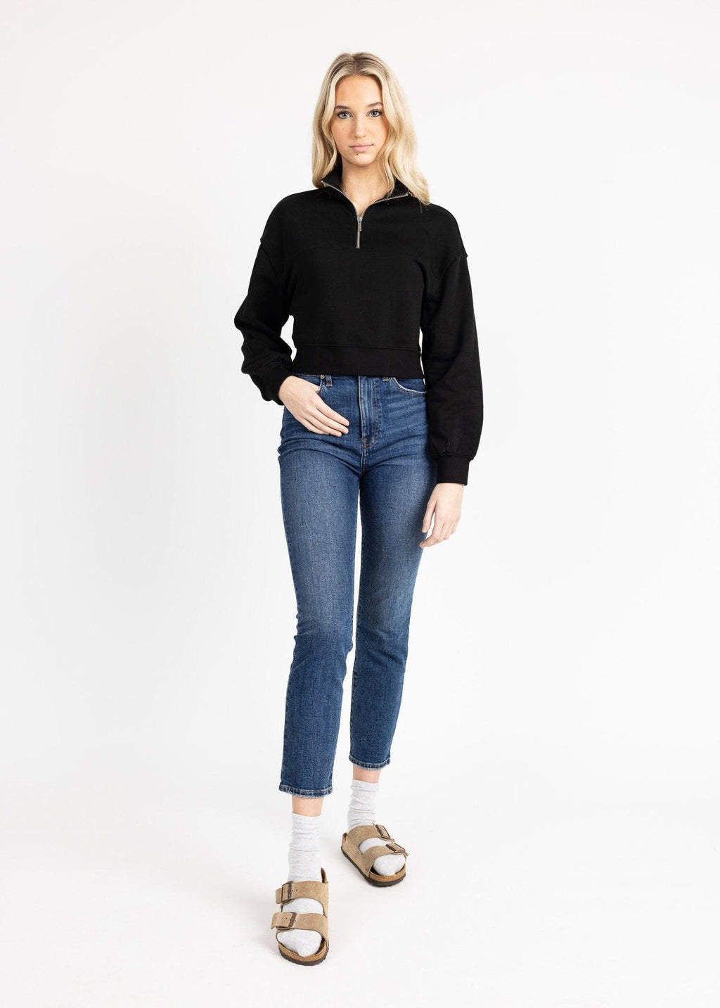 MEL women's mid zip up fleece sweater - YANA K
