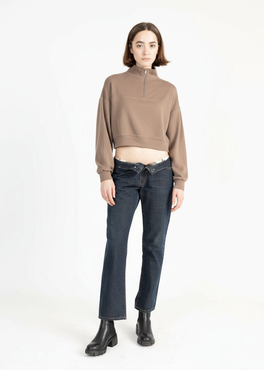 MEL women's mid zip up fleece sweater - YANA K