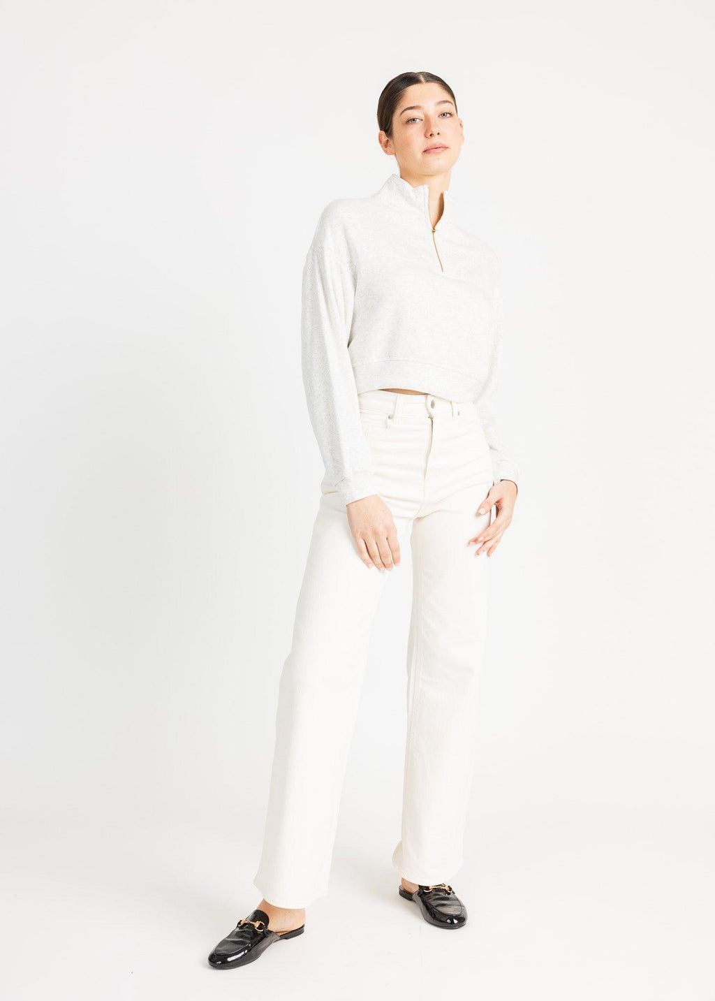 MEL women's mid zip up fleece sweater - YANA K