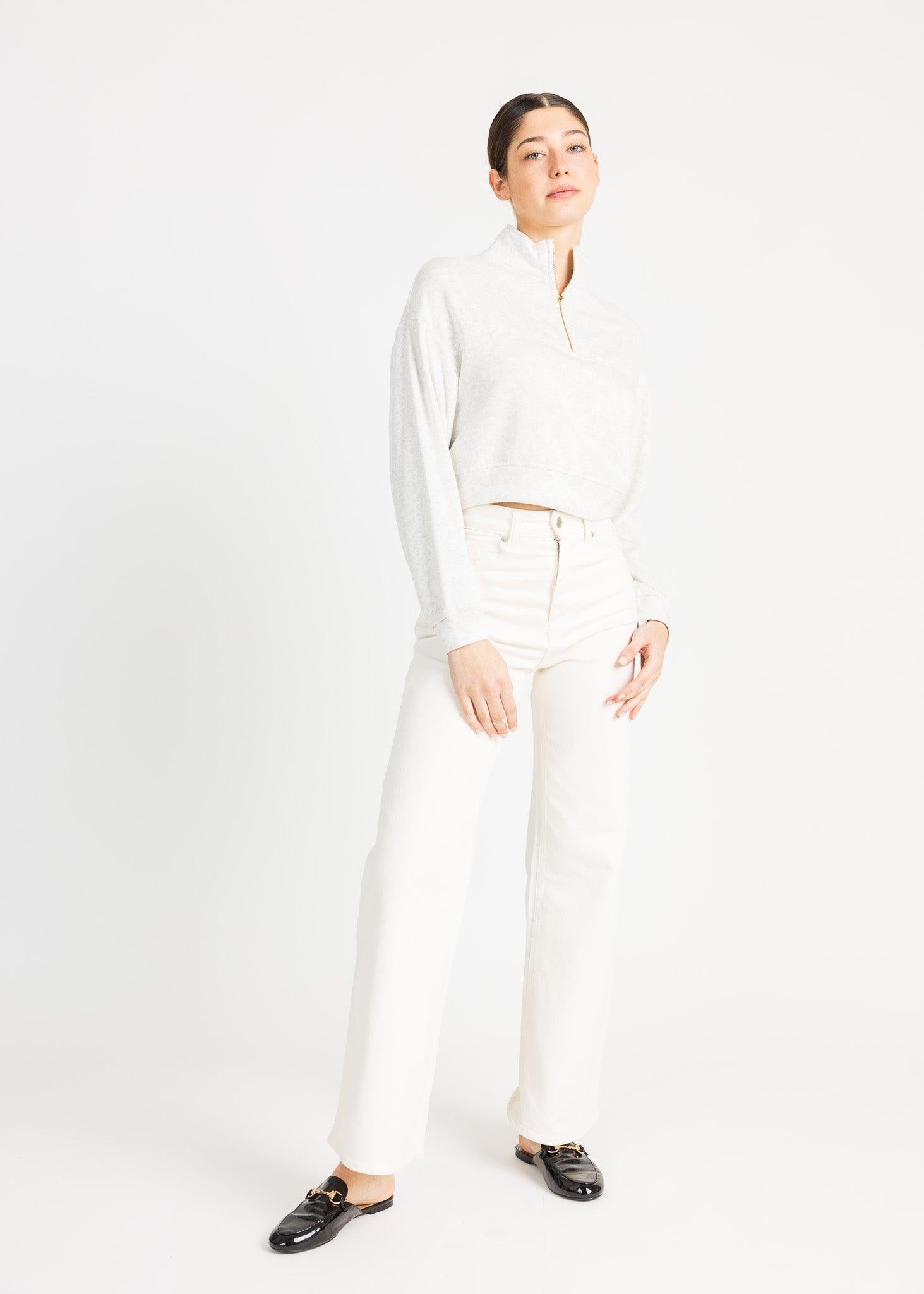 MEL women's mid zip up fleece sweater - YANA K