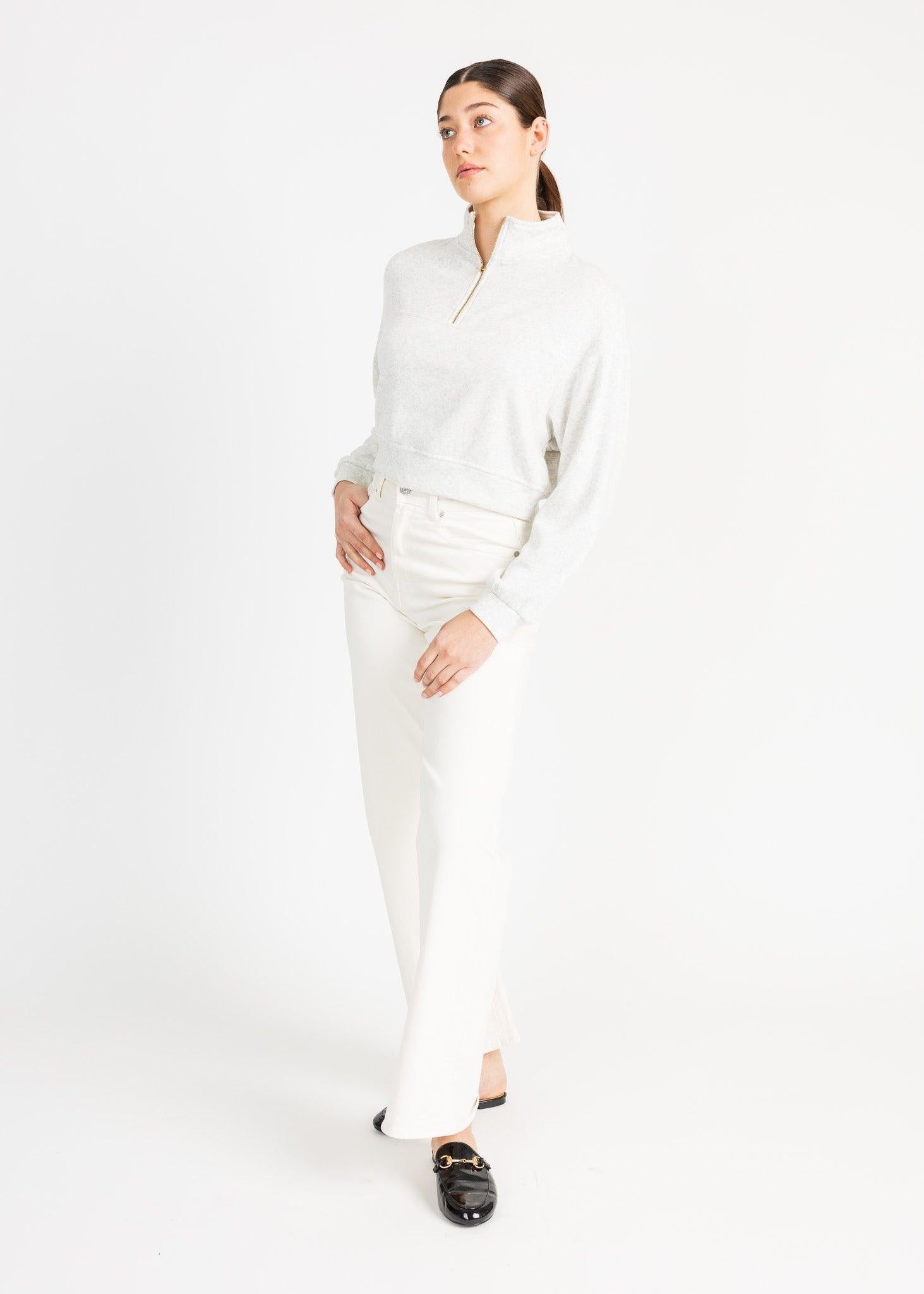 MEL women's mid zip up fleece sweater - YANA K