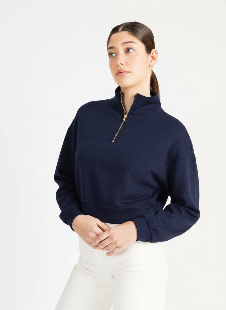 MEL women's mid zip up fleece sweater - YANA K