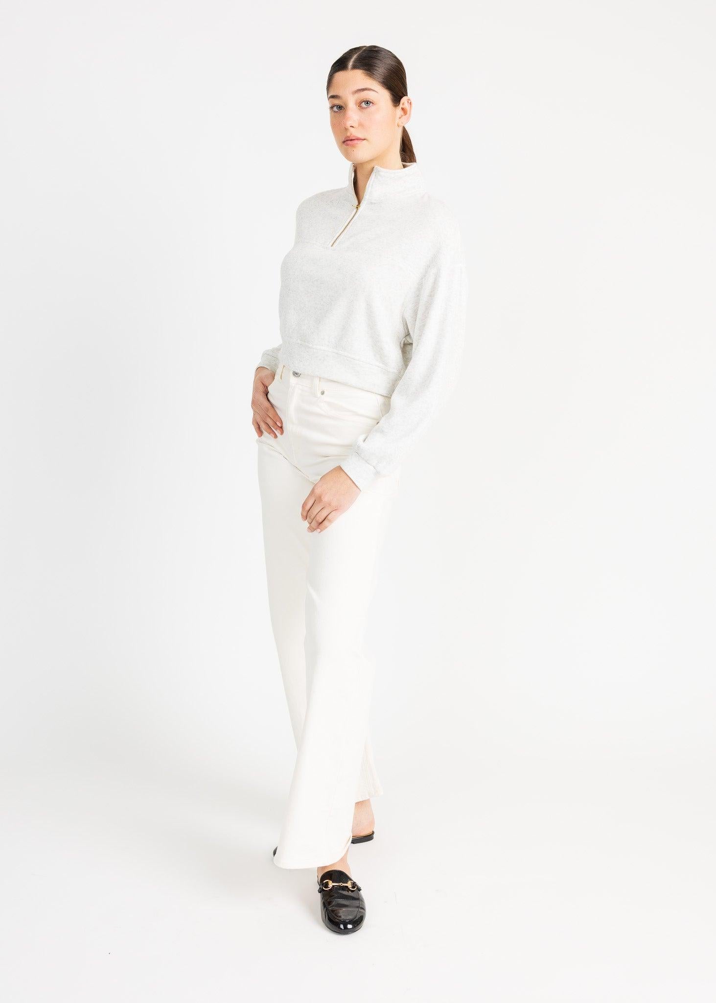 MEL women's mid zip up fleece sweater - YANA K
