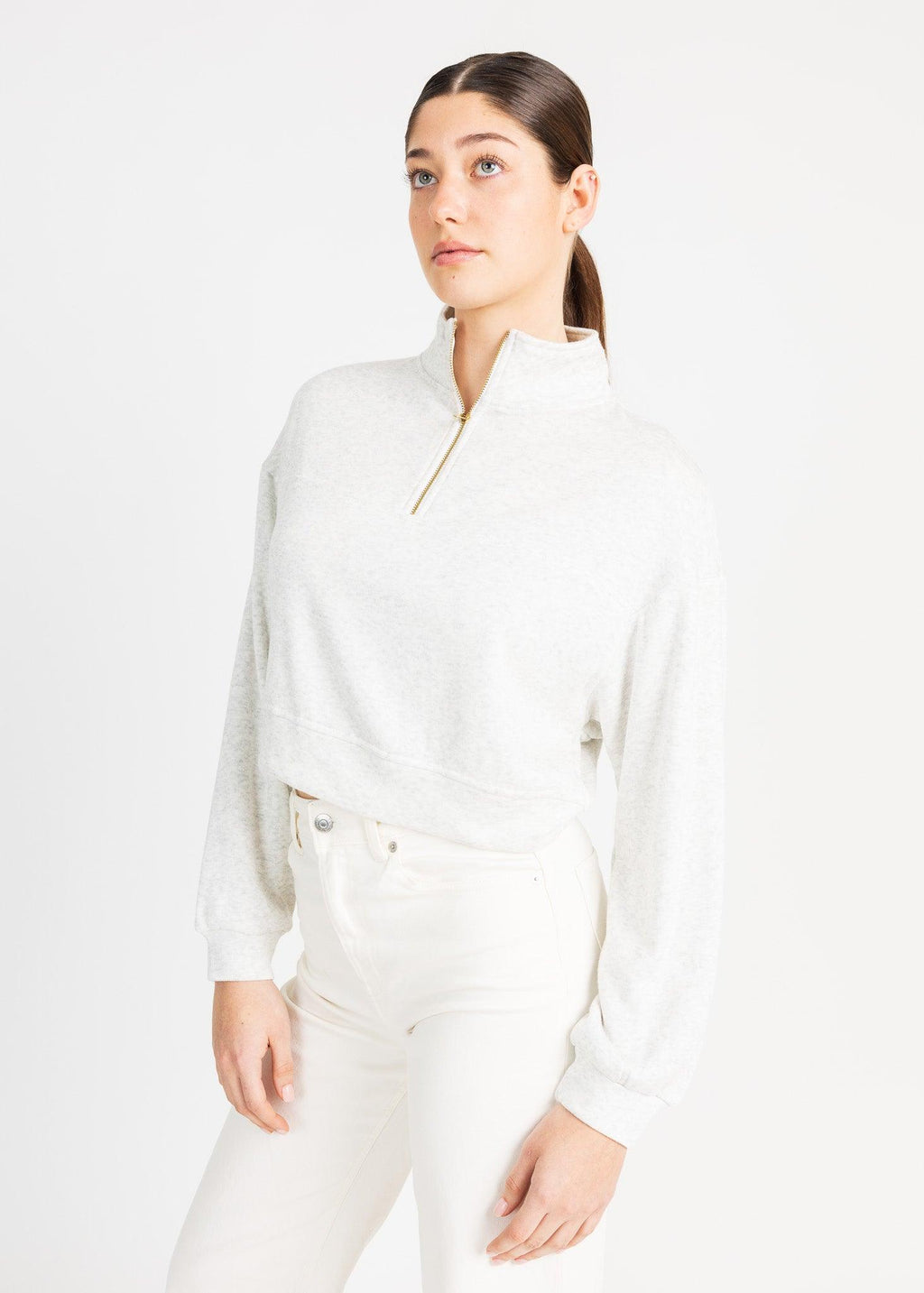 MEL women's mid zip up fleece sweater - YANA K