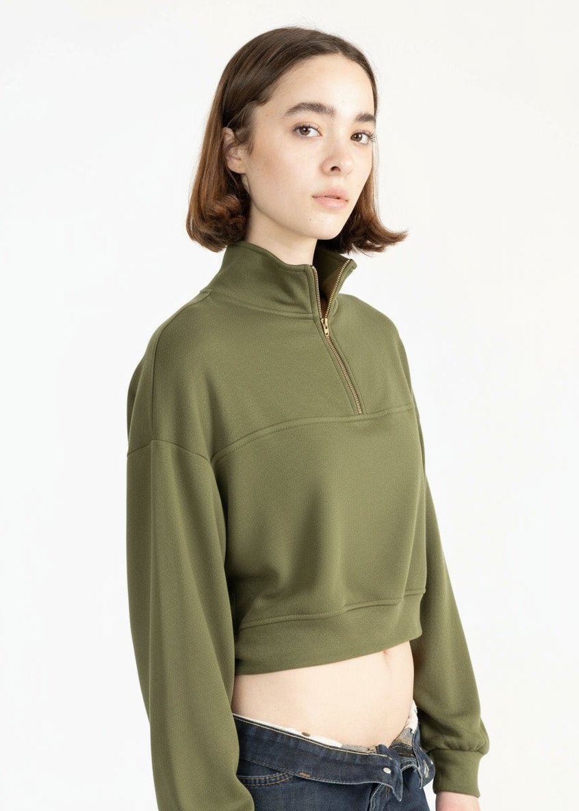 MEL women's mid zip up fleece sweater - YANA K